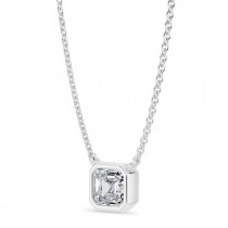 Asscher Lab Diamond Pendant Necklace 14K White Gold (0.75ct)