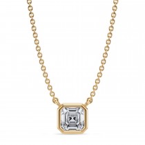 Asscher Lab Diamond Solitaire Pendant Necklace 14K Yellow Gold (0.75ct)