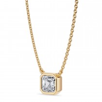 Asscher Lab Diamond Solitaire Pendant Necklace 14K Yellow Gold (0.75ct)