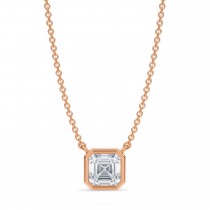 Asscher Lab Diamond Solitaire Pendant Necklace 14K Rose Gold (1.00ct)