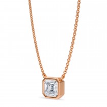 Asscher Lab Diamond Solitaire Pendant Necklace 14K Rose Gold (1.00ct)
