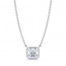 Asscher Lab Diamond Pendant Necklace 14K White Gold (1.00ct)