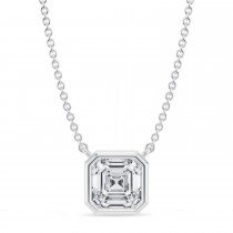 Asscher Lab Diamond Pendant Necklace 14K White Gold (1.50ct)