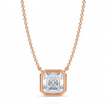Asscher Lab Diamond Solitaire Pendant Necklace 14K Rose Gold (2.00ct)