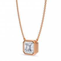 Asscher Lab Diamond Solitaire Pendant Necklace 14K Rose Gold (2.00ct)