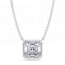 Asscher Lab Diamond Pendant Necklace 14K White Gold (2.50ct)