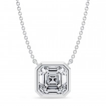 Asscher Lab Diamond Pendant Necklace 14K White Gold (3.00ct)