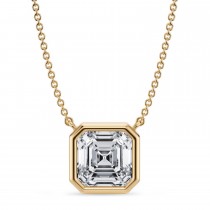 Asscher Lab Diamond Solitaire Pendant Necklace 14K Yellow Gold (3.00ct)