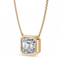 Asscher Lab Diamond Solitaire Pendant Necklace 14K Yellow Gold (3.00ct)