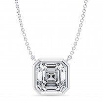 Asscher Lab Diamond Pendant Necklace 14K White Gold (3.50ct)