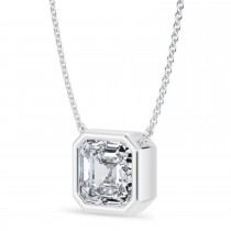 Asscher Lab Diamond Pendant Necklace 14K White Gold (3.50ct)