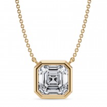 Asscher Lab Diamond Solitaire Pendant Necklace 14K Yellow Gold (3.50ct)