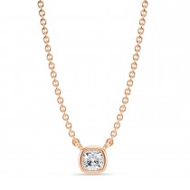 Cushion Lab Diamond Pendant Necklace 14K Rose Gold (0.25ct)