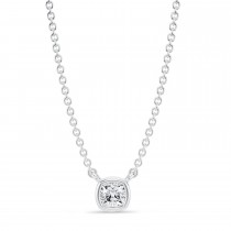 Cushion Lab Diamond Pendant Necklace 14K White Gold (0.25ct)