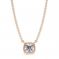 Cushion Lab Diamond Solitaire Pendant Necklace 14K Rose Gold (0.50ct)