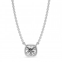 Cushion Lab Diamond Pendant Necklace 14K White Gold (0.50ct)