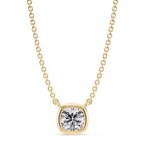 Cushion Lab Diamond Solitaire Pendant Necklace 14K Yellow Gold (0.50ct)