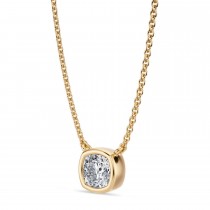 Cushion Lab Diamond Solitaire Pendant Necklace 14K Yellow Gold (0.50ct)