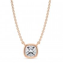 Cushion Lab Diamond Solitaire Pendant Necklace 14K Rose Gold (0.75ct)