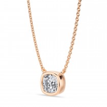 Cushion Lab Diamond Solitaire Pendant Necklace 14K Rose Gold (0.75ct)