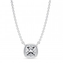 Cushion Lab Diamond Pendant Necklace 14K White Gold (0.75ct)