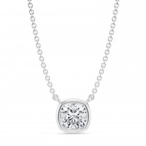 Cushion Lab Diamond Pendant Necklace 14K White Gold (1.00ct)