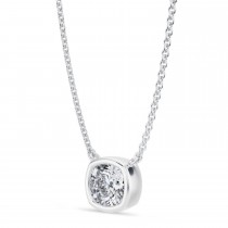Cushion Lab Diamond Pendant Necklace 14K White Gold (1.00ct)