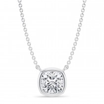 Cushion Lab Diamond Pendant Necklace 14K White Gold (1.50ct)