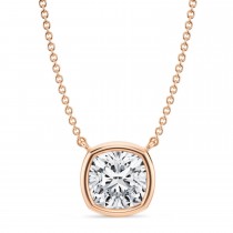 Cushion Lab Diamond Solitaire Pendant Necklace 14K Rose Gold (2.50ct)