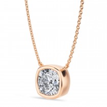 Cushion Lab Diamond Solitaire Pendant Necklace 14K Rose Gold (2.50ct)