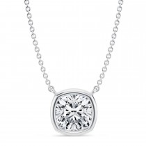 Cushion Lab Diamond Pendant Necklace 14K White Gold (2.50ct)