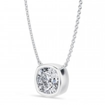 Cushion Lab Diamond Pendant Necklace 14K White Gold (2.50ct)