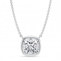 Cushion Lab Diamond Pendant Necklace 14K White Gold (3.00ct)