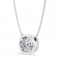 Cushion Lab Diamond Pendant Necklace 14K White Gold (3.00ct)
