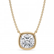 Cushion Lab Diamond Solitaire Pendant Necklace 14K Yellow Gold (3.00ct)