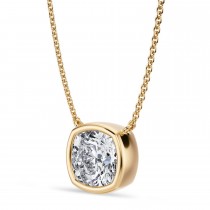 Cushion Lab Diamond Solitaire Pendant Necklace 14K Yellow Gold (3.00ct)