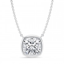 Cushion Lab Diamond Pendant Necklace 14K White Gold (3.50ct)