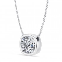 Cushion Lab Diamond Pendant Necklace 14K White Gold (3.50ct)