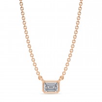 Emerald Lab Diamond Solitaire Pendant Necklace 14K Rose Gold (0.25ct)