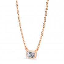 Emerald Lab Diamond Solitaire Pendant Necklace 14K Rose Gold (0.25ct)