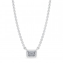 Emerald Lab Diamond Pendant Necklace 14K White Gold (0.25ct)