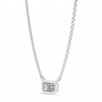 Emerald Lab Diamond Pendant Necklace 14K White Gold (0.25ct)