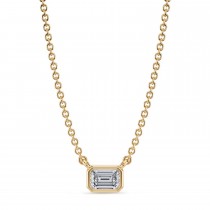 Emerald Lab Diamond Solitaire Pendant Necklace 14K Yellow Gold (0.25ct)