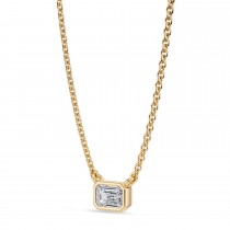 Emerald Lab Diamond Solitaire Pendant Necklace 14K Yellow Gold (0.25ct)