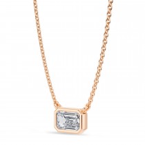 Emerald Lab Diamond Solitaire Pendant Necklace 14K Rose Gold (0.50ct)
