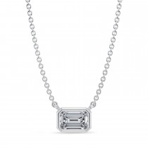 Emerald Lab Diamond Pendant Necklace 14K White Gold (0.50ct)