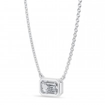 Emerald Lab Diamond Pendant Necklace 14K White Gold (0.50ct)