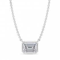 Emerald Lab Diamond Pendant Necklace 14K White Gold (1.00ct)