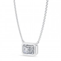 Emerald Lab Diamond Pendant Necklace 14K White Gold (1.00ct)