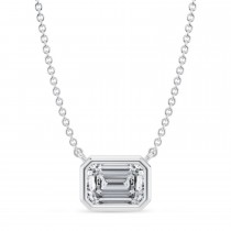 Emerald Lab Diamond Pendant Necklace 14K White Gold (1.50ct)